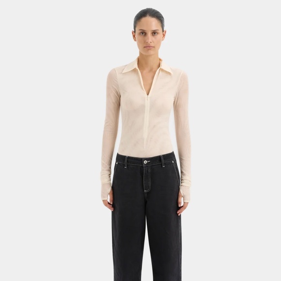 80. SIR. The Label JACQUES MESH ZIP BODYSUIT Sz 1 Small EUC $240 - Picture 1 of 4